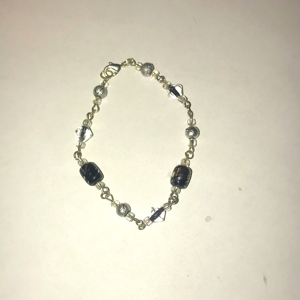 Black clear and silver bracelet